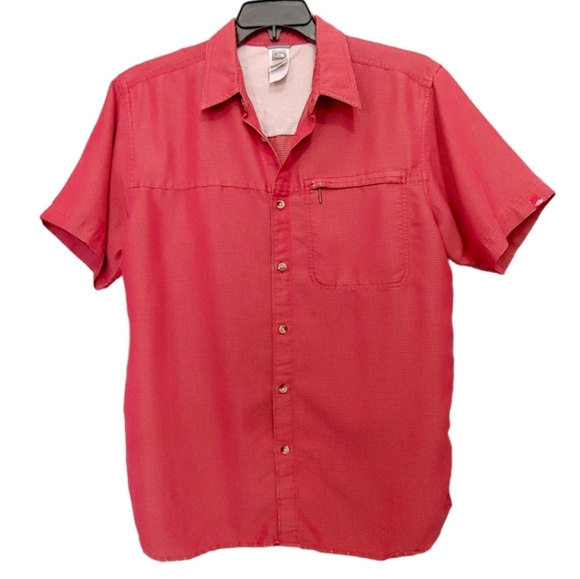 The North Face Rust Orange Modal Short Sleeve Collared Button Down Size Large - Picture 7 of 7